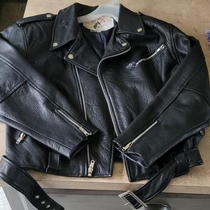 Genuine leather women's biker jacket